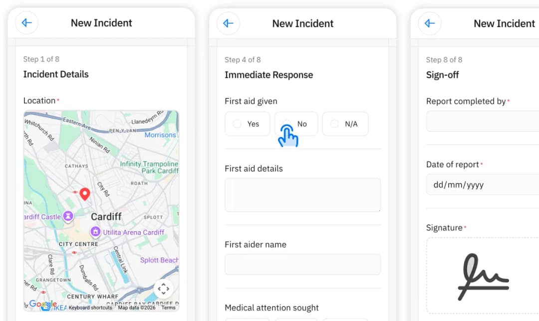 Incident reporting form with photo upload